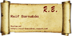 Reif Barnabás névjegykártya