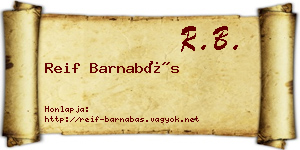 Reif Barnabás névjegykártya